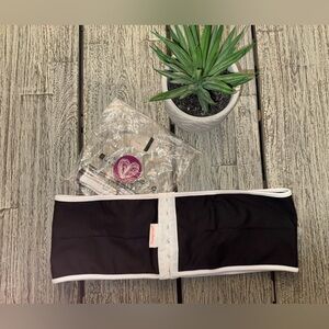 Women's Black and White Handsfree Pumping Nursing Bra, Sz Large